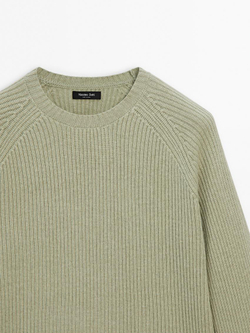Massimo Dutti Свитер из смесовой шерсти, светло-зеленый