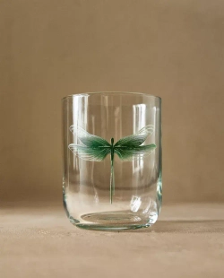 ZARA HOME СТАКАН С УЗОРОМ "СТРЕКОЗА", ЗЕЛЕНЫЙ