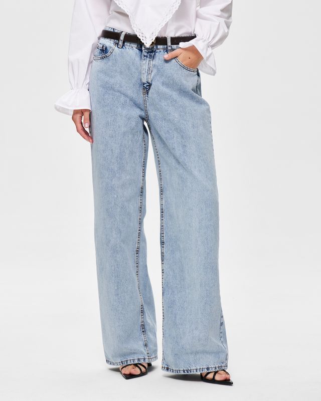 Джинсы палаццо длинные голубые