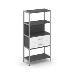 Shelf System Односекционный стеллаж четырехярусный с ящиками SN.STM-412 Антрацит/Белый/Металл Серый