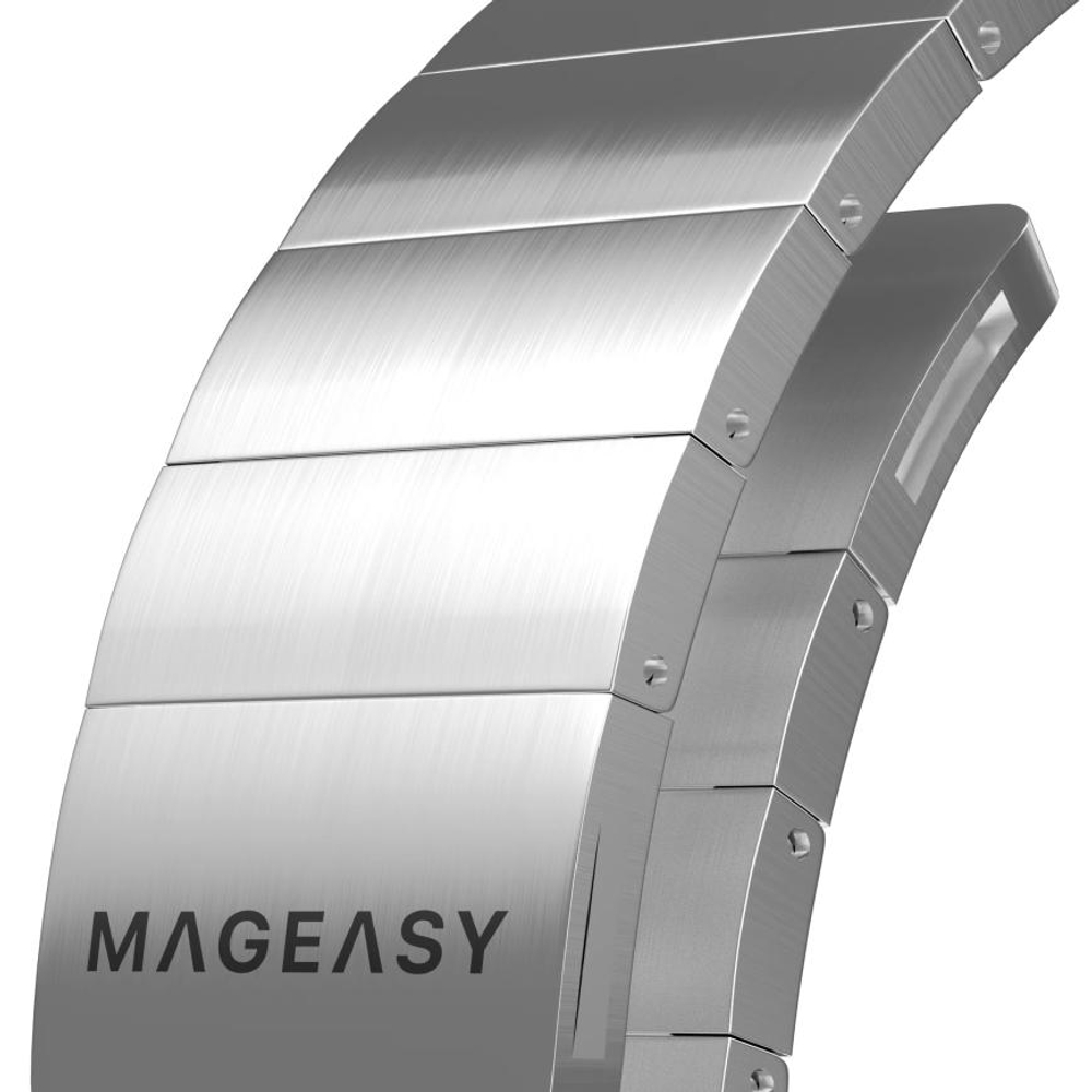 Стальной блочный браслет MAGEASY Maestro M для Apple Watch 38, 40, 41 и 42 мм Браслет из нержавеющей стали с магнитной застёжкой