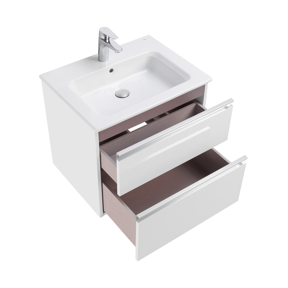 Тумба под раковину  Roca The Gap 60 см, 2 ящика, белый глянец  A857397806