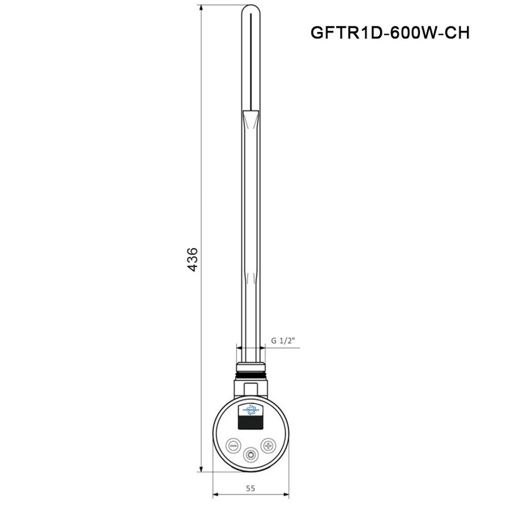 Электрический ТЭН GIDRO FORCE GFTR1D-600W-CH с дисплеем