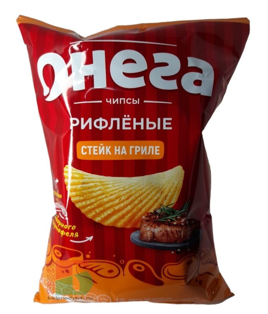 Белорусские чипсы &quot;Онега&quot; 75г. Рифленые со вкусом Стейк на гриле - купить с доставкой по Москве и всей России