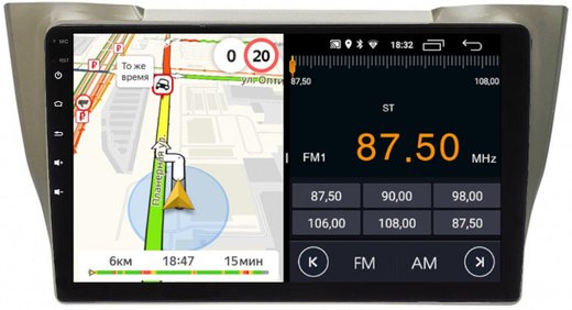 Магнитола для Toyota Harrier XU30 2003-2013, Lexus RX 2003-2009 (монохром сверху) - Parafar PF300LUX1FHD на Android 13, 8-ядер, 2Гб+32Гб, CarPlay, 4G SIM-слот