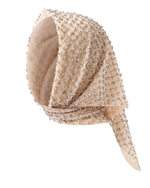 Платок на голову из страз, бежевый