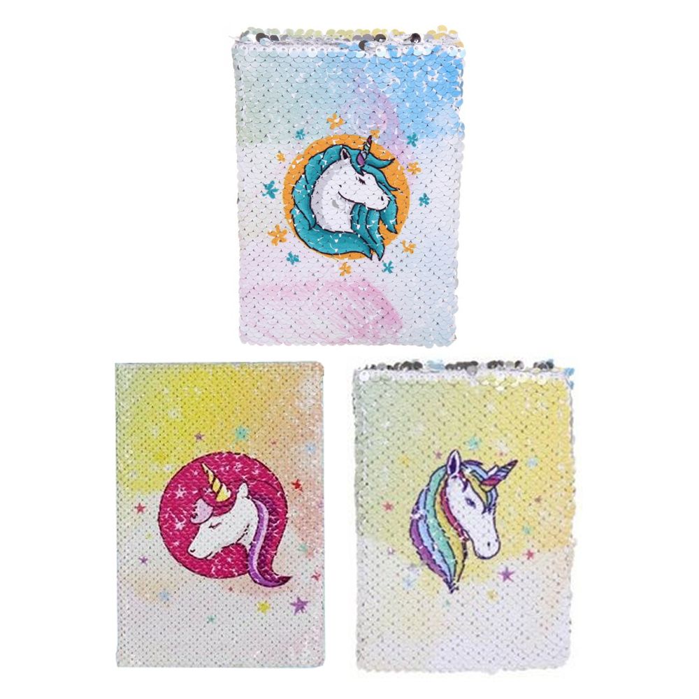 Ежедневник Basir, формат А6, серия "Единорог", переплет из пайеток, 15*11 см, 80 листов, 4 цвета ассорти Ежедневник Basir, формат А6, серия "Единорог", переплет из пайеток, 15*11 см, 80 листов, 4 цвета ассорти