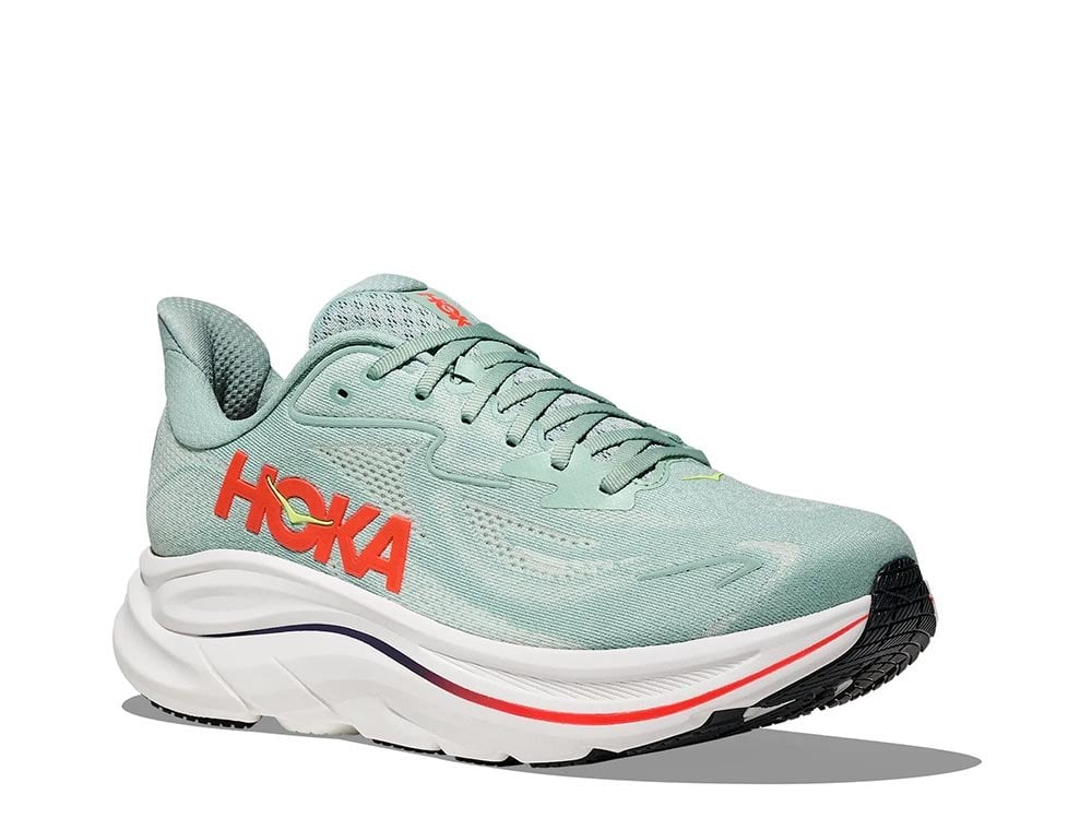 Мужские беговые кроссовки Hoka Clifton 10 M зелёно-оранжевые