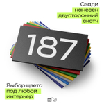 Номер на дверь 187, табличка на дверь для офиса, квартиры, кабинета, аудитории, склада, черная 120х70 мм, Айдентика Технолоджи