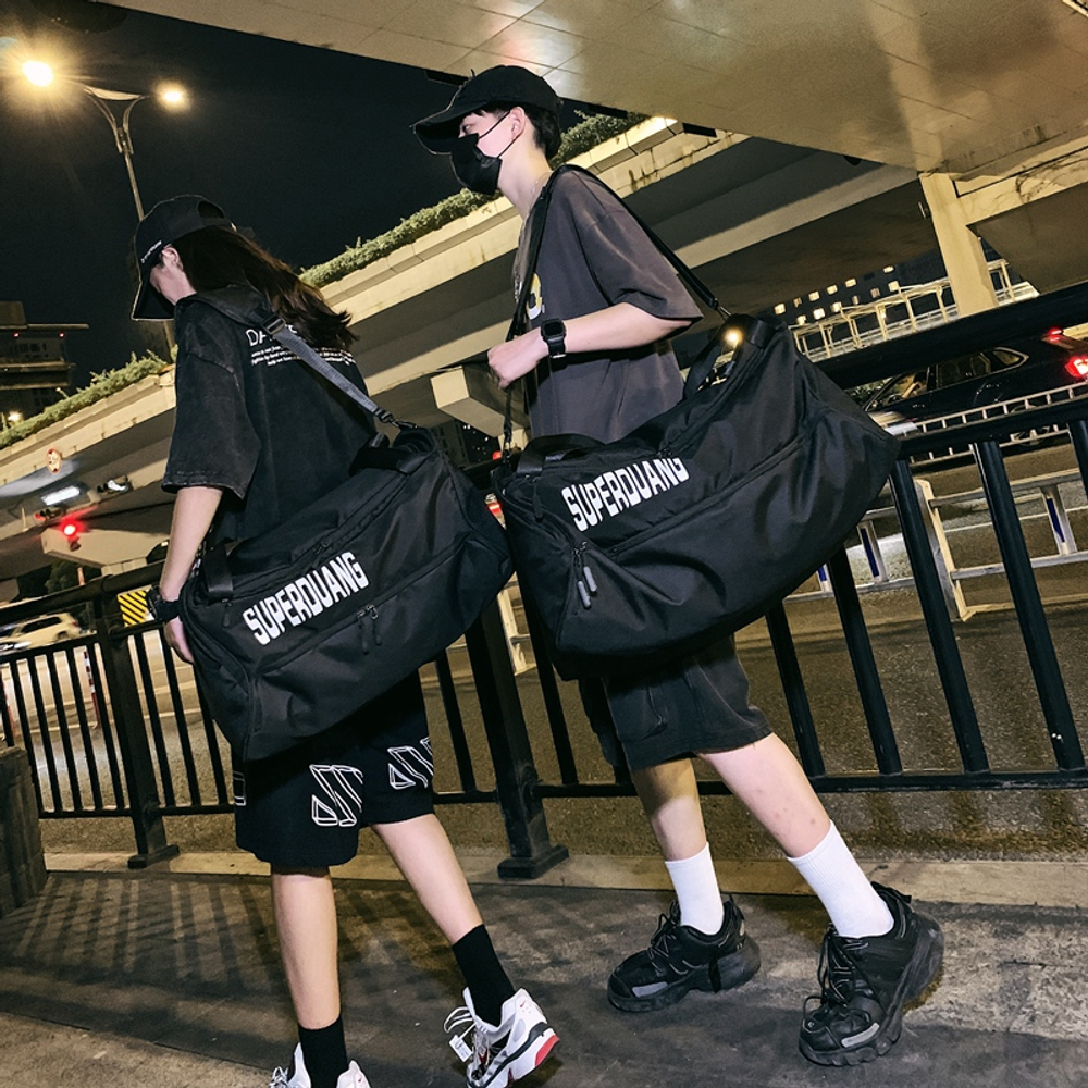 NIGEER Oxford Luggage Bag Travel Bag Large Unisex Black/White