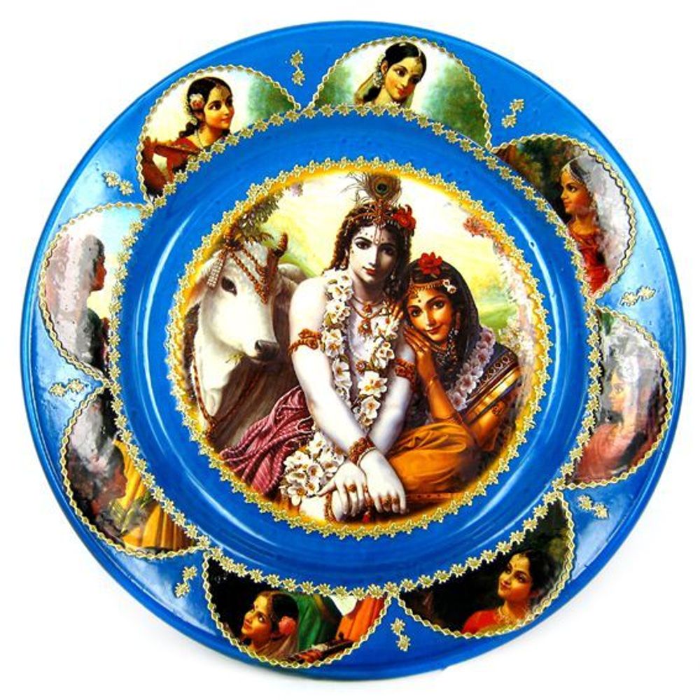 Тарелка декоративная Кришна и Радха, керамика, 20 см