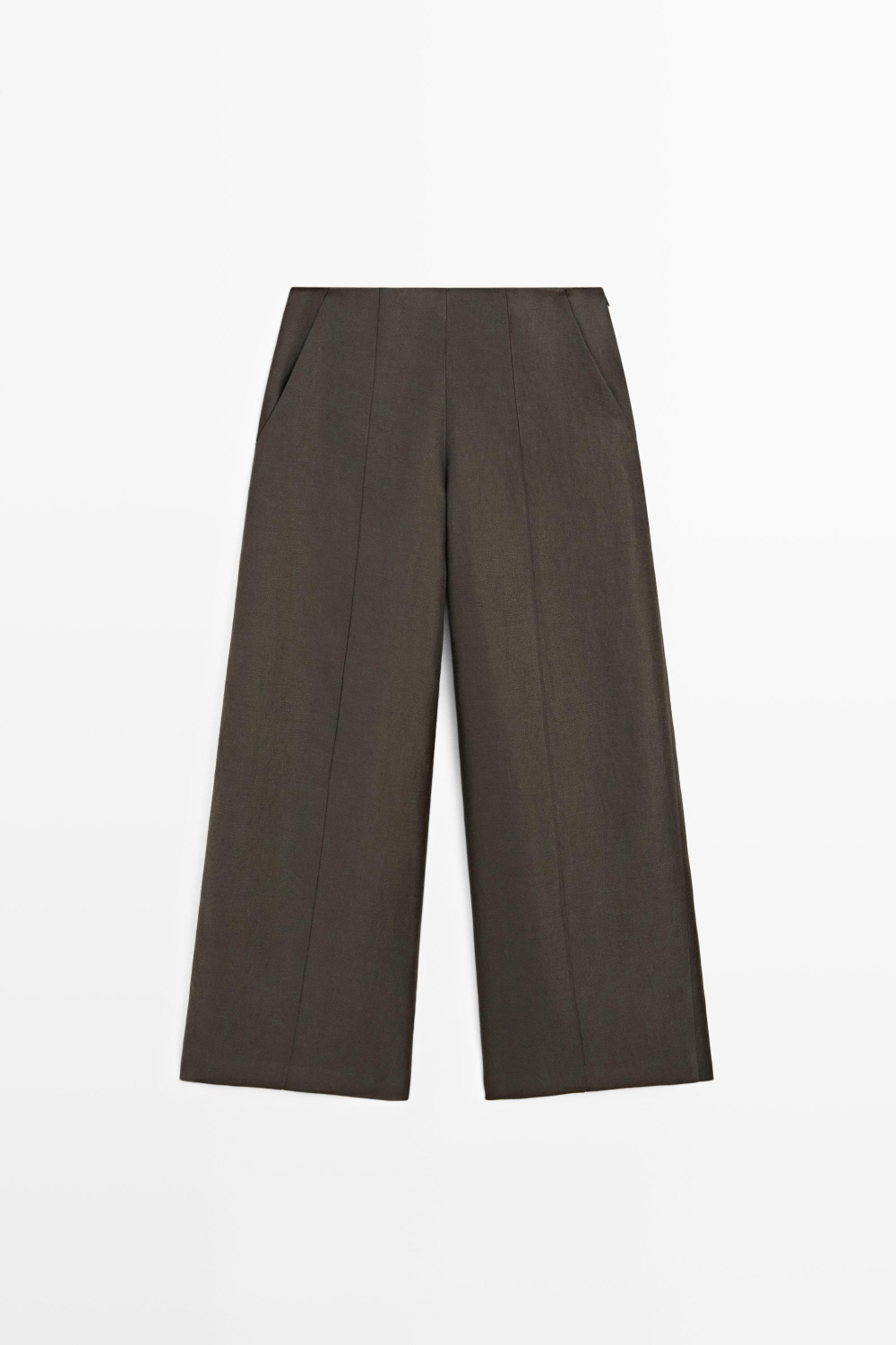Massimo Dutti Струящиеся брюки из 100% льна, пестро-коричневый