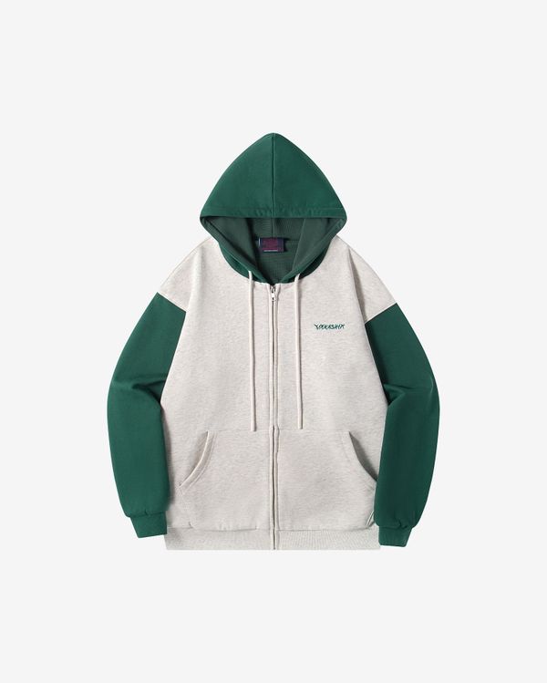 Худи HTF Zip светло-серый/зеленый - фото 2