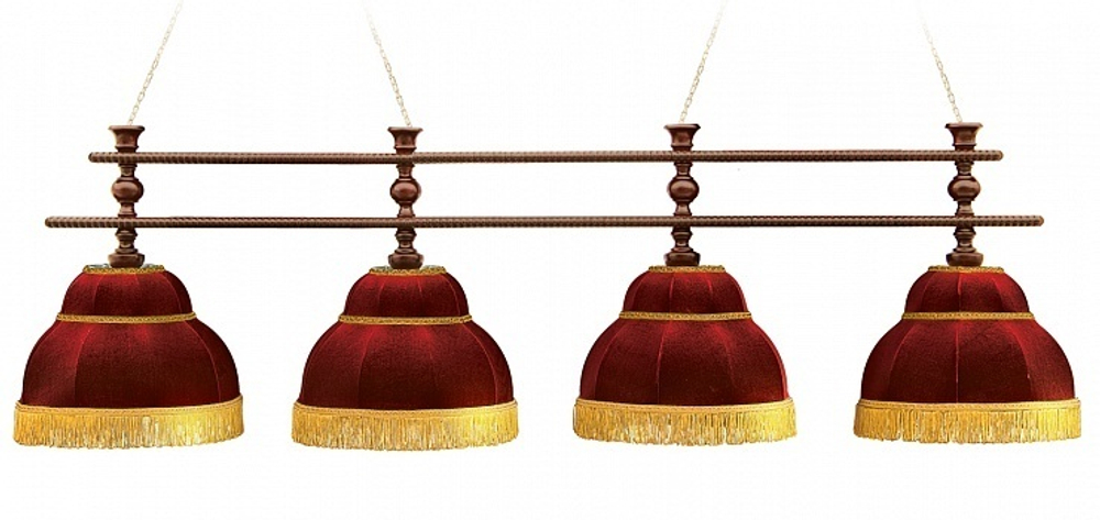 Лампа Барон-Люкс 4пл. ясень (№4,бархат зеленый,бахрома желтая,фурнитура золото)