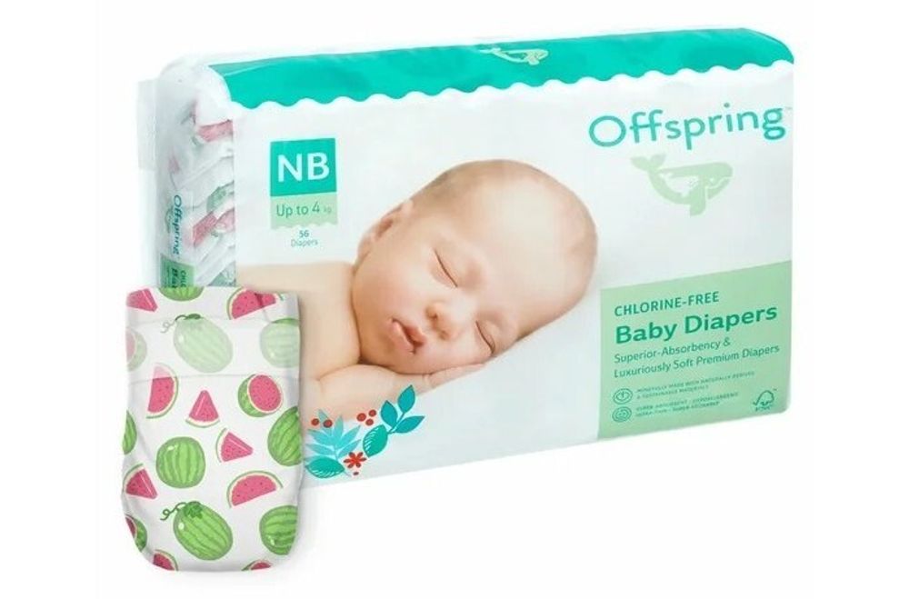 Offspring подгузники NB 2-4 56шт арбузы