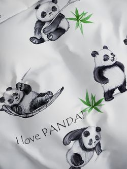 Постельное белье перкаль Сказка "Панды" 1,5-сп Наволочка 50х70 см 1 шт Простынь на резинке 90x200 см Пододеяльник 145x215 см