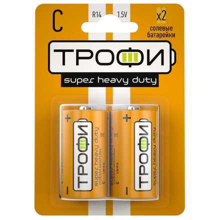 Батарейки Трофи R14-2BL SUPER HEAVY DUTY Zinc