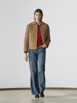 Massimo Dutti Короткая легкая стеганая куртка, коричневый