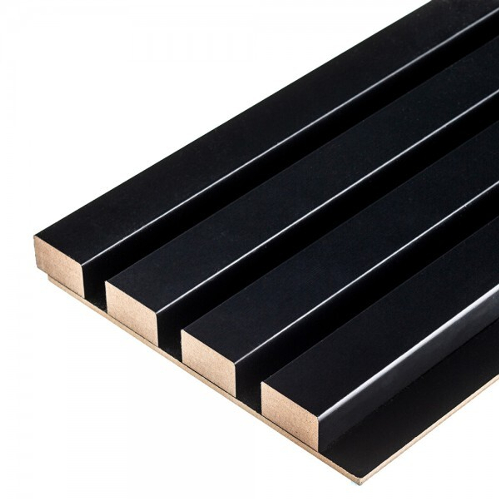 Панель стеновая реечная МДФ 3D Line Modern L04 Черная 2750 мм