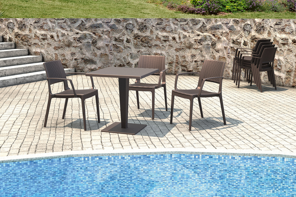 Стол пластиковый плетеный Siesta Contract Riva, коричневый