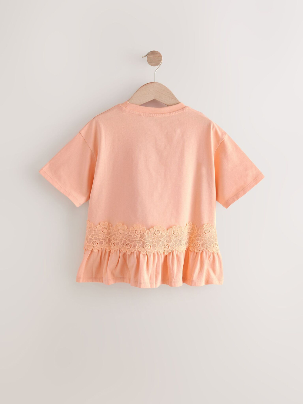 Футболка с кружевом для девочки Next E44-411, Персиковый