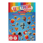 Картон цветной А4 7л 7цв "Стикеры для мальчиков" мелованный двустор. в папке
