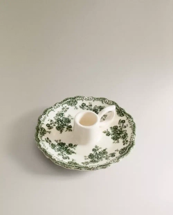 ZARA HOME ПОДСВЕЧНИК В ФОРМЕ ЦВЕТКА, ОЛИВКОВЫЙ