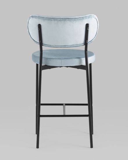 Стул полубарный Барбара велюр серо-голубой