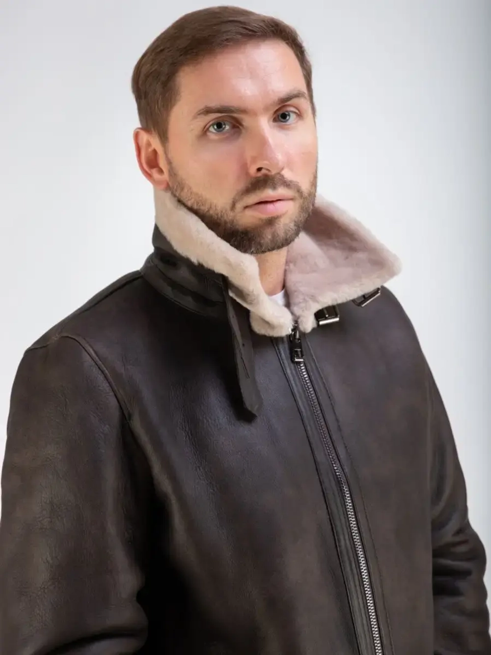 Дубленка мужская натуральная авиатор зимняя Турция