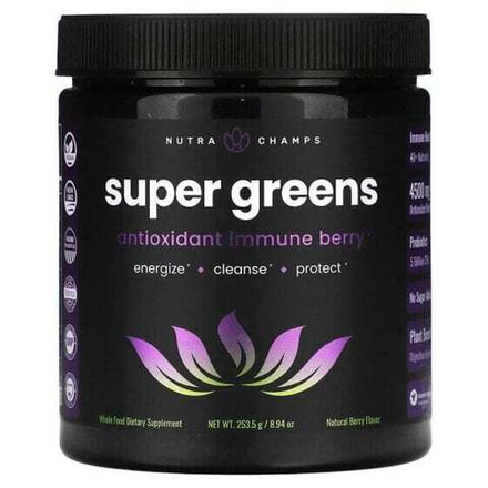 Суперфуды NutraChamps, Super Greens, натуральные ягоды, 253,5 г (8,94 унции)