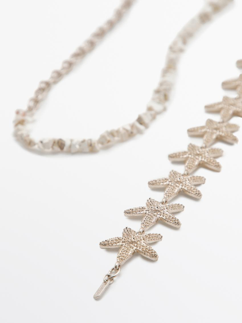 Massimo Dutti Ремень-цепочка со стразами «Звезды», серебряный