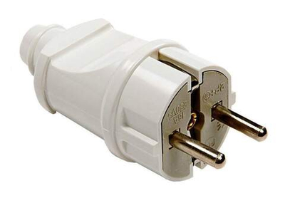 Вилка 16A прямая земля белая ASD/InHome