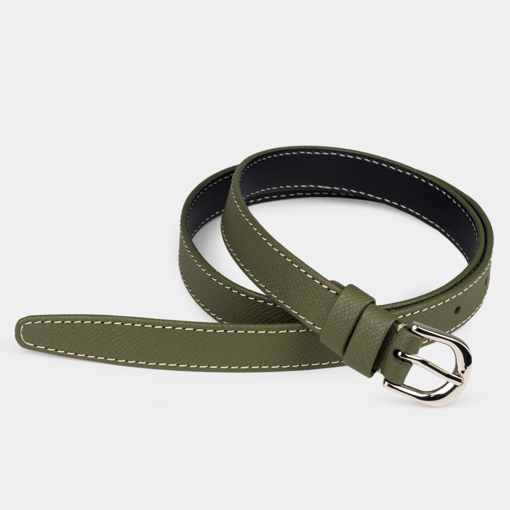 Ремень женский из натуральной кожи Safiano цвета хаки ширина 20мм