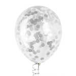 Латексный шар с крупным серебряным конфетти, хром, 36 см