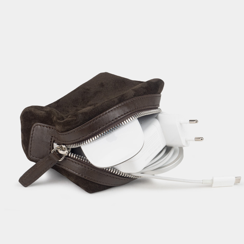 Косметичка замшевая Mignon коричневого цвета