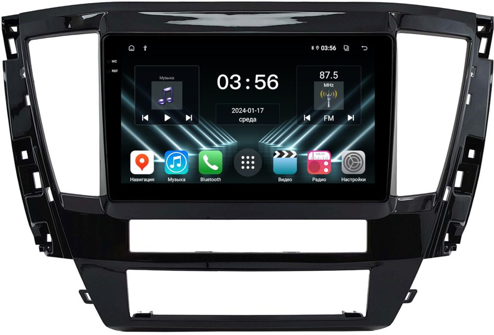 Магнитола Mitsubishi Pajero Sport 3 2020-2024, Montero Sport (прямоугольный климат) - FarCar DX3118M монитор 9.5" IPS на Android 13, 4+64Гб, CarPlay