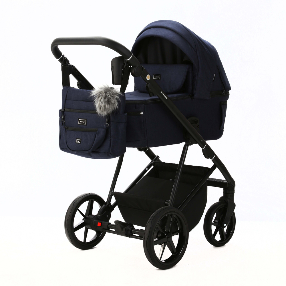 Детская универсальная коляска Adamex Vasco LUX V-TK67 2 в 1, Синяя ткань
