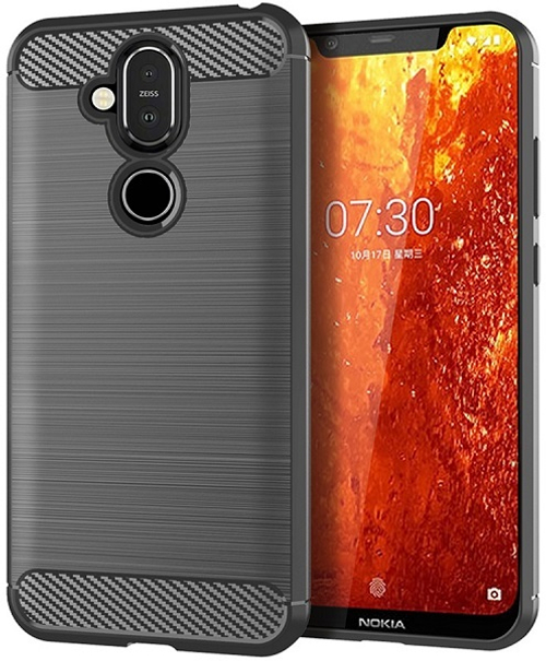 Чехол на Nokia 8.1 (X7) цвет Gray (серый), серия Carbon от Caseport