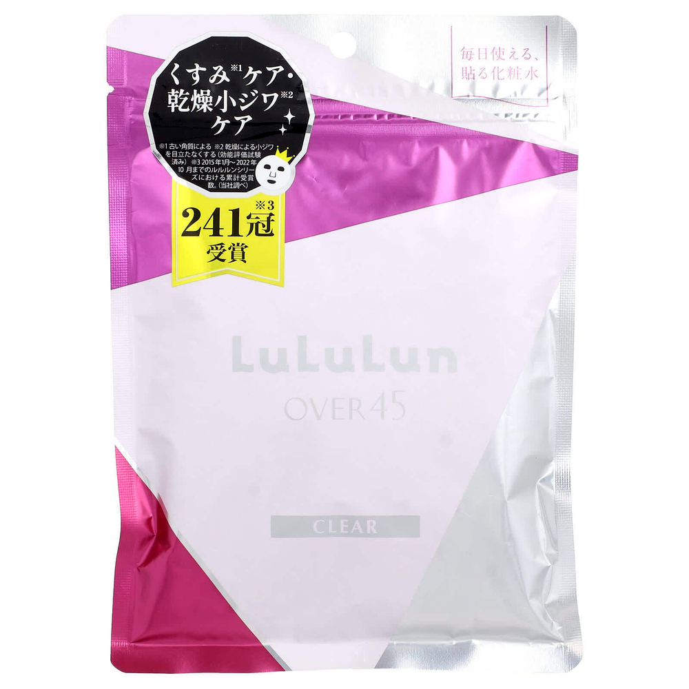 Lululun, Over 45 Beauty Sheet Mask, Iris Blue (Clear) 2KS, 7 шт., 113 мл (3,82 жидк. унц.)