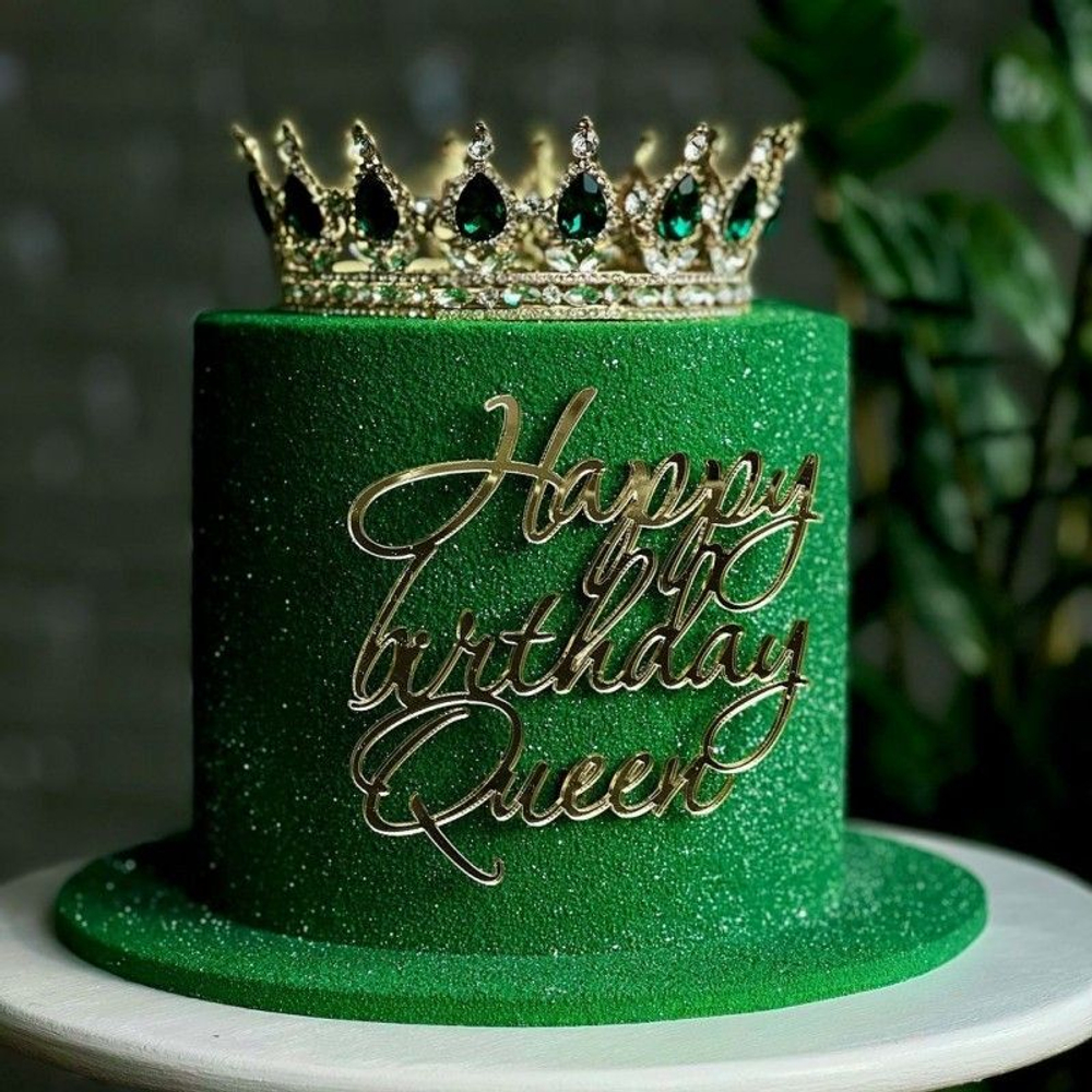 Декоративная корона на торт, золото (Изумрудные камни)