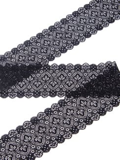 02-41 Кружево узкое эластичное 6 см, черный 170