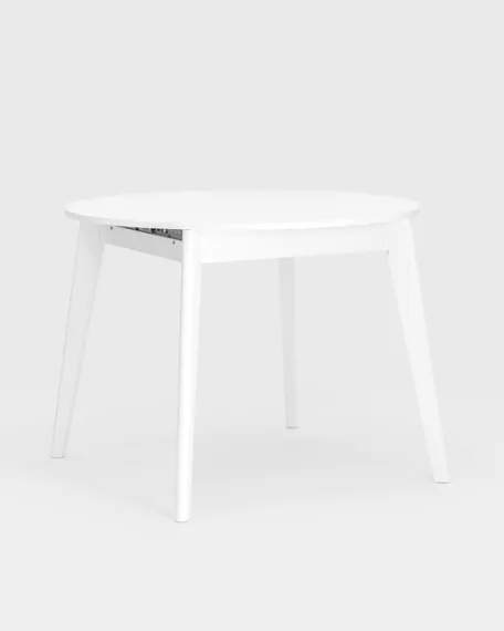 Обеденная группа стол Rondo белый, стулья Eames DSW пэчворк черно-белые