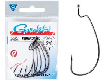 Крючки офсетные Gamakatsu WORM OFFSET EWG HOOKS BLACK разм. 2/0 6шт.