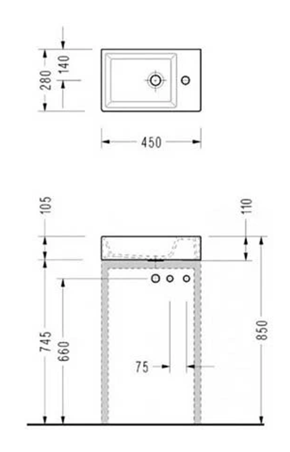 Раковина накладная 450*280 SEREL