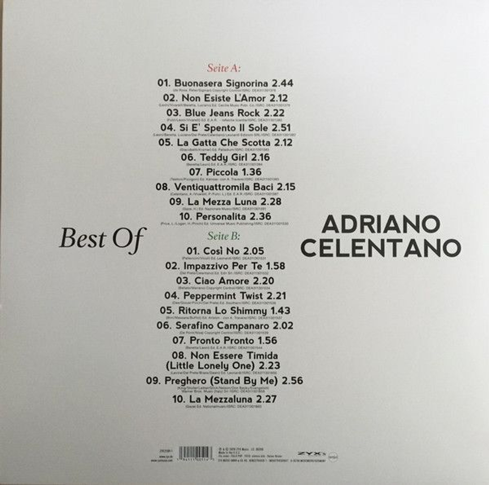 Виниловая пластинка Adriano Celentano Best Of
