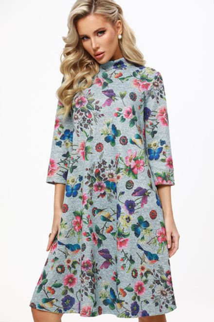 Платье трикотажное А-силуэт с воротником-стойка DStrend (Акция)