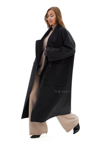 Черное двубортное пальто без подкладки