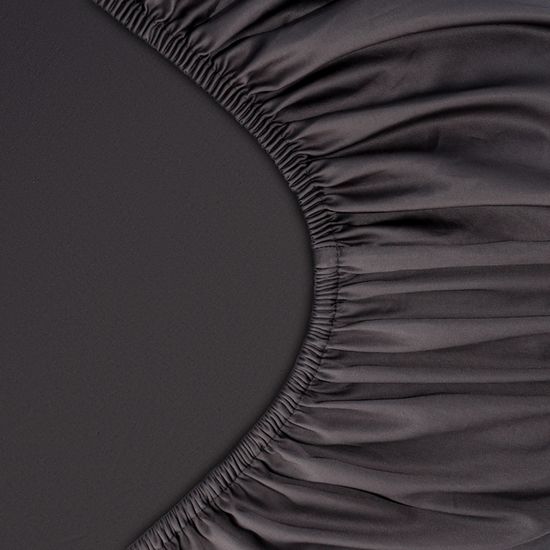 Простыня на резинке из премиального сатина темно-серого цвета из коллекции essential, 180х200х30 см