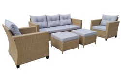 "Бостон" лаунж-зона из искусственного ротанга, цвет соломенный