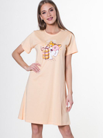 Хлопковая сорочка с забавным принтом (Размер: XXL) (Цвет: персиковый)